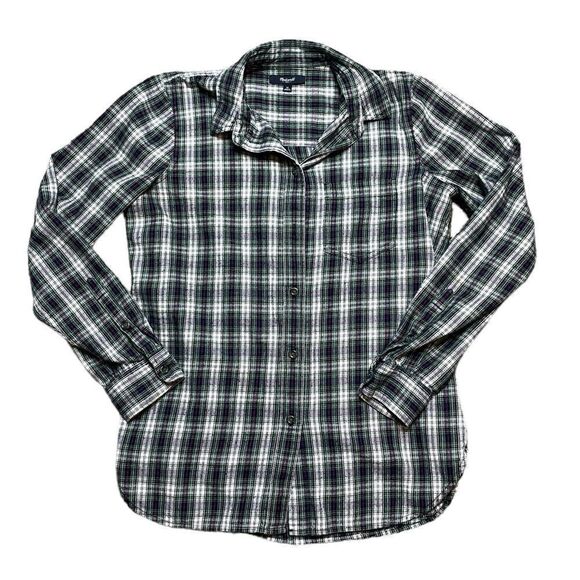 MADEWELL Classic Ex-Boyfriend Shirt Green Plaid Size Medium - Picture 1 of 7